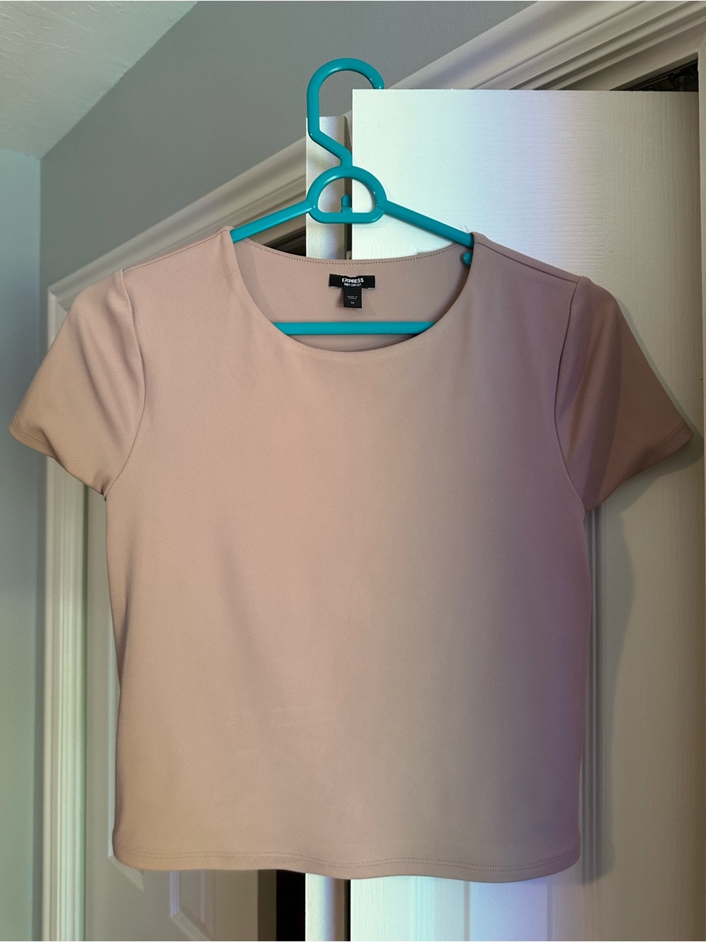 Express Blush Pink Short Sleeve Cropped Tee